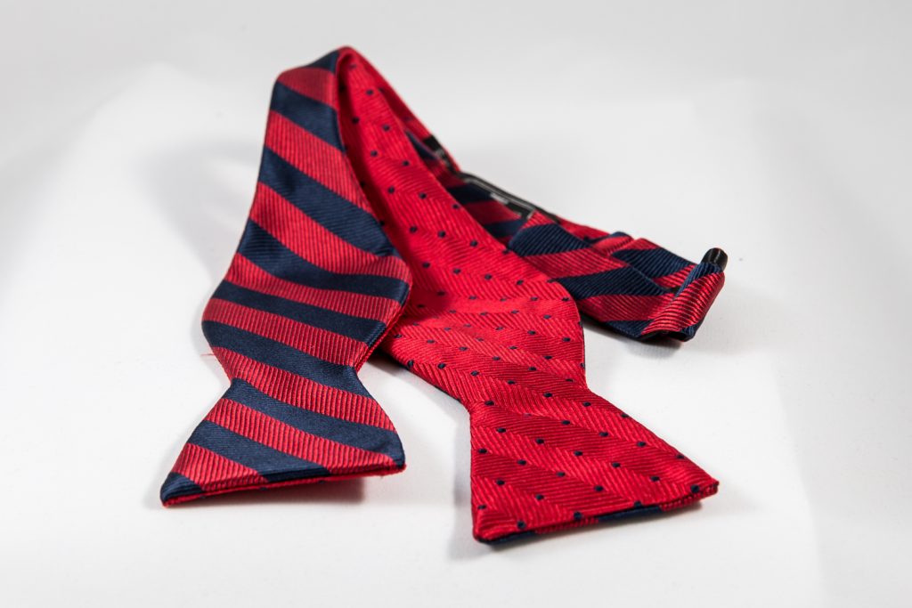 Silk Navy/Red 2.5″ Reversible Bow Tie – untied | Men's Tuxedo Rentals ...