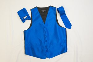 royal blue vertical line pattern vest set