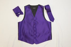 Purple vertical line pattern vest set