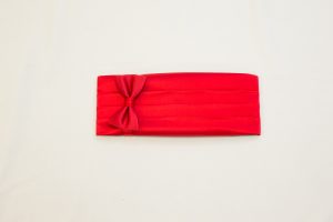 red silk cummerbund and bow tie